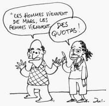 Dessin de Jul: «Les hommes viennent de mars, les femmes... des quotas»